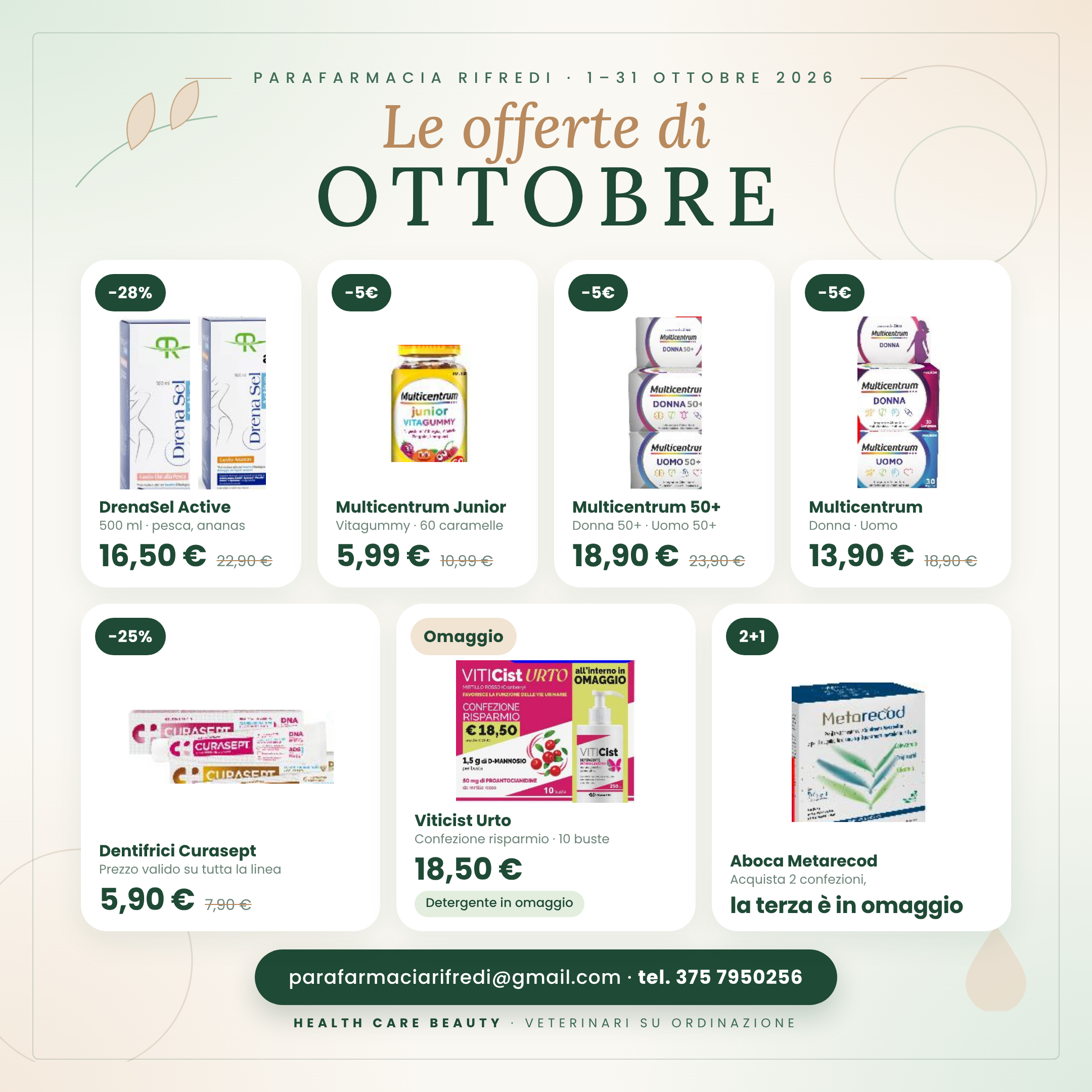 Offerte ottobre: Multicentrum, DrenaSel e Curasept