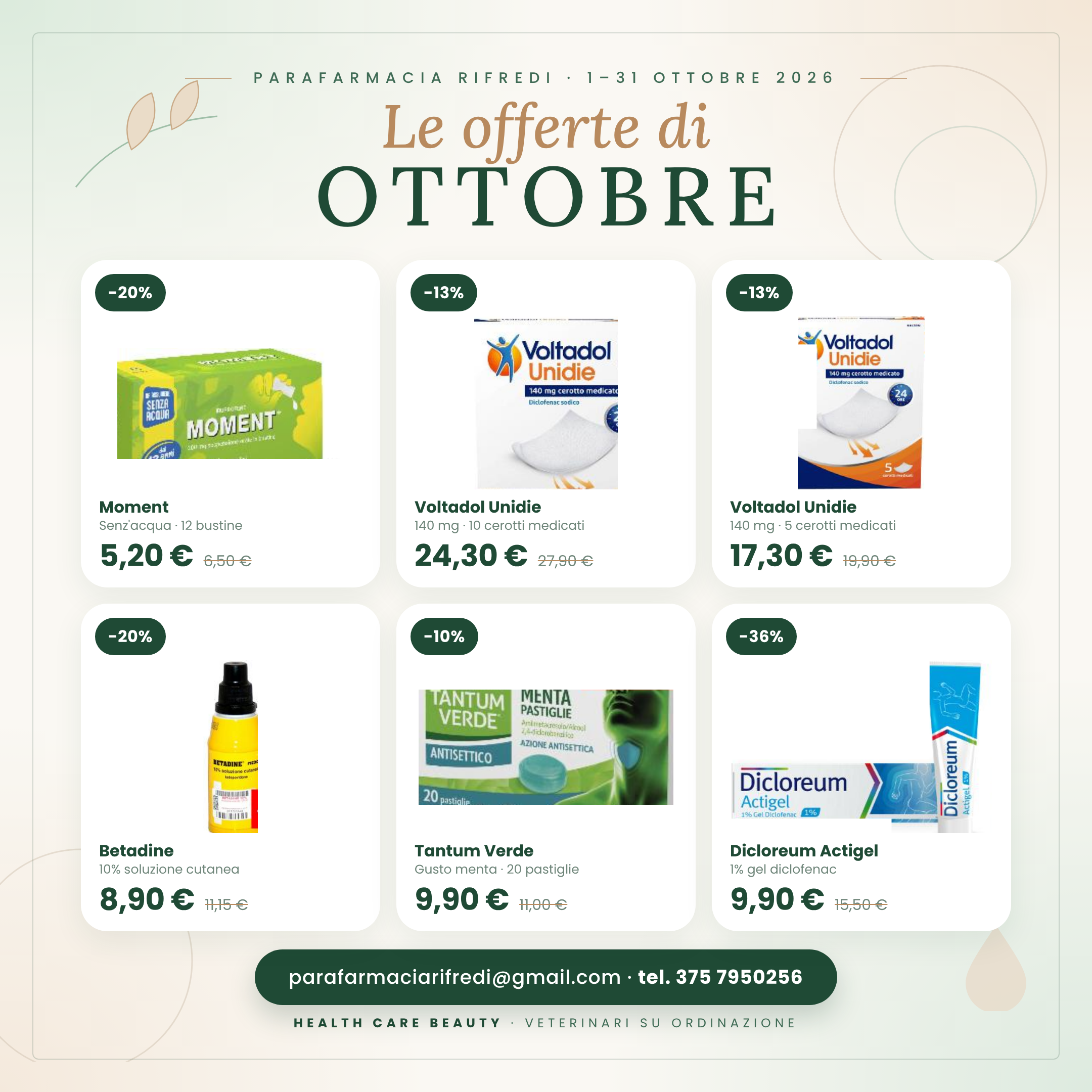 Offerte ottobre: Voltadol, Moment e Tantum Verde